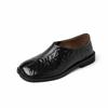 Zapatos de punta partida de personalidad de nicho primavera 2025 tacón bajo grueso punta redonda cuero pezuñas de cerdo zapatos de cuero pequeños boca profunda zapatos de cuero genuino para mujer