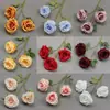 Flores de Rosa Crema de 3 Cabezas Decoración de Fondo de Boda Flores de Bordillo Materiales para Arreglos Florales Boda Estilo Europeo Flores de Seda Flores Artificiales