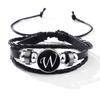 Moda Europea y Americana Pulseras de Cuero para Hombre Pulseras de Cuerda de Cuero Letras Inglesas Pulseras de Cuero Tejido Retro con Cuentas Estilosas