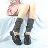 Meias Socas Femininas de Lã Tricotada com Botão de Folha e Renda para Outono e Inverno, Aquecedores de Pernas Frescos e Versáteis para Botas