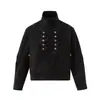 Chaqueta de diseño de nicho retro estilo japonés Rumeng, marca de moda, con cuello alto, abrigo casual holgado de lana para hombres y mujeres, adecuado para parejas
