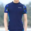 Traje de baño de dos piezas para adolescentes, top de manga corta, bañador de manga larga, conjunto de traje de baño para hombre con protección solar, equipo completo de natación