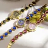 Nuevo Reloj Pulsera Lingote Portador de Riqueza Incrustado con Diamantes Ovalados y Piedras Preciosas de Colores con un Toque de Lujo y Elegancia, Popular Reloj para Mujer de Comercio Exterior