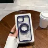Funda de teléfono magnética con soporte de anillo giratorio para Samsung S24 borde de color transparente S23FE tendencia A55 cartón A15