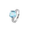 Anillo de Plata de Ley S925 con Piedra de Color Amatista Natural Topacio Anillo Abierto Ajustable Anillo de Dedo Grabado Estilo Europeo Joyería de Plata al por Mayor