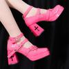 Noche de Brujas Zapatos Pequeños de Cuero Negros Completamente Elegantes Originales Y2K Subcultura Spice Girls Punk Tacón Alto Zapatos Lolita