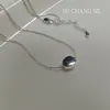 Colar Pingente Oval Liso de Prata Esterlina S925 Su Chuang para Meninas Coréia Ins Nicho Sentido de Alto Padrão Corrente de Clavícula em Camadas