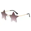Gafas de Sol Divertidas Populares, Gafas de Sol Sin Marco de Alta Gama para Mujer de Primavera, Gafas de Sol de Estrella de Cinco Puntas para Fiesta de Baile Transfronteriza Europea y Americana