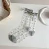 Medias de Seda de Cristal para Mujer, Verano Delgadas Transpirables Estilo JK Japonés con Lazo, Calcetines Transparentes Estilo Ballet de Media Pantorrilla, Adecuados para Combinar con Uniforme JK