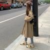 Abrigo Largo Caqui Sentido del Diseño Primavera y Otoño Estilo Coreano Abrigo Largo Casual Ropa Elegante Abrigo de Moda