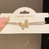 Pulseira ajustável estilo ins coreano com pingente de borboleta em zircônia, moderna e versátil para o uso diário, joia de luxo leve e com toque de alta qualidade