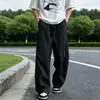 Pantalones casuales de seda helada bordados estilo japonés para hombre, pantalones finos holgados rectos de pierna ancha para otoño, pantalones de hombre fluidos hasta el suelo