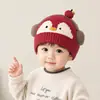 Chapéu Infantil para Outono e Inverno, Chapéu de Lã Quente Cartoon para Meninos, Chapéu de Tricô Grosso à Prova de Vento para Crianças Mais Velhas