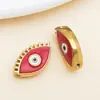 Cuentas espaciadoras de esmalte de ojo de la suerte de doble cara de acero inoxidable con cuentas estilo europeo y americano para accesorios de joyería hechos a mano DIY