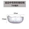 Tigela de vidro transparente com boca dourada estilo japonês, tigela grande para salada de frutas e vegetais, tigela de sobremesa com formato criativo de padrão irregular martelado