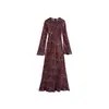 ZA comercio exterior estilo europeo y americano ropa de mujer nueva temperamento estampado textura de seda versátil elegante vestido midi vestido de manga larga