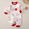 Cárdigan rojo festivo de otoño e invierno para bebé, de una pieza, cálido, ropa para bebé hombre y mujer, mameluco para recién nacido, primavera