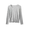 Ropa interior térmica de lyocell para otoño e invierno, capa base fina, camiseta de capa base, suave, amigable con la piel, sin costuras, cuello redondo, conjunto cálido para mujer