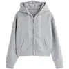 Sudadera Gris con Capucha Corta Estilo Coreano para Mujer 2026 Principios de Otoño Holgada Casual Chaqueta con Cremallera Ropa para Mujer Jimo Manga Larga