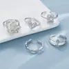 Europa y Estados Unidos transfronterizo nuevo ins moda lujo alta gama traje de anillo aleación irregular anillo cuadrado juego de 5 piezas