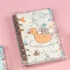2027 Cuaderno con Corazón Girly y Arena Flotante con Aceite, Anillado A6, Transparente de PVC con Brillo, Cuaderno Funcional