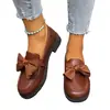 Zapatos Pequeños de Cuero Estilo Británico 2026 Primavera y Otoño Nuevos Versátiles Planos para Mujer con Lazo Mocasines Slip-On Transfronterizos