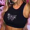 Chaleco pequeño de primavera transfronterizo europeo y americano con cuello redondo, sin mangas y tecnología de perforación del ombligo para mujer