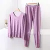 Traje de mallas largas de terciopelo para invierno, talla extra, ropa interior térmica para mujer, engrosado, forrado de polar