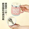 Taza de acero inoxidable con tapa, vaso de agua para el hogar, adecuado para dormitorio, estudiante, oficina, con pico y cuchara, taza de té, taza de café, taza de leche