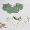 Versión Coreana de Baberos de Algodón Clase A para Recién Nacidos, Baberos de Pétalos Giratorios de Doble Cara, Toallas Salivares para Bebés