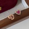 Aretes de Corazón Rojo, Aretes Elegantes y de Alta Gama, Estilo Coreano, Diseño Fresco y Dulce, Aretes Nicho y Versátiles