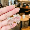 Pendientes Transparentes Románticos con Lazo en Forma de Corazón, Accesorios de Pendientes Geniales y Modernos Estilo Ins que Favorecen el Rostro de la Chica