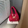 Bolsa de Tricô Vazada com Design de Nicho para Mulheres 2026 Novo Verão Estilo Coreano Versátil Bolsa Tecida à Mão Bolsa de Balde de Mão
