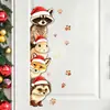 Lindas pegatinas navideñas de animales del bosque para ranura de puerta, autoadhesivas, removibles, para decoración de pared de dormitorio, creando una atmósfera festiva