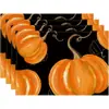 Amazon Halloween Acción de Gracias Manteles Individuales Calabaza Hoja de Arce Manteles Individuales Pavo Otoño Decoración de Mesa Manteles Individuales Resistentes al Calor