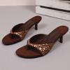Pantuflas de Estilo Europeo y Americano, Zapatos de Tacón de Aguja Retro Francés para Mujer, Chanclas, Chanclas Abiertas para Exteriores, Chanclas, Medias Pantuflas