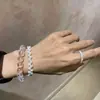 Pulsera de tallo de trigo de perlas de agua dulce, atmosférica, natural y de alta calidad