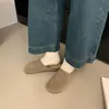 Zapatos Casuales Cómodos, Medias Zapatillas Cerradas de Suela Gruesa, Medias Zapatillas de Cuero Genuino, Mocasines, Calzado de Exterior para Otoño e Invierno, Zapatos Individuales de Suela Suave, Zapatos de Mujer