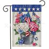 Bandera de Jardín Transfronteriza Nueva Día de la Independencia 4 de Julio Patriótica Floral Gnomo Lino Doble Cara