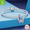 Pulsera de plata Ziyun estilo retro con mariposa mágica, colgante diy, collar con borde cruzado morado, elegante plata de ley s925 con cuentas