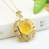 Colgante de Ámbar Natural Aiyu Collar de Flor de Ámbar Dorado Joyería para Mujer Fábrica Venta al por Mayor Dropshipping S3122701
