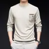 Nueva Camiseta de Manga Larga con Cuello Redondo Holgada para Hombre Primavera y Otoño 2024