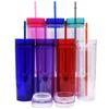 Taza de Agua Personalizada de 16 oz Taza de Plástico de Doble Pared con Popote Transparente de Alto Valor de 24 oz para Estudiantes Publicidad Recta para Mujeres