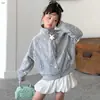 Nueva colección de otoño para niñas: Sudadera chaqueta con estampado de estrella de cinco puntas estilo coreano, cordón, cuello alto, versátil y de corte holgado para primavera y otoño