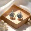 Aretes de Flor con Diamantes Estilo Coreano para Mujer, Lujo Ligero, Moda de Gama Alta, Aretes Versátiles, Simples y Únicos, Adecuados para el Trabajo y la Moda