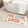 Diseño de Texto Creativo Alfombrilla Absorbente para Baño de Cachemira Sintética, Fácil de Mantener, Felpudo Resistente al Desgaste para la Entrada del Hogar