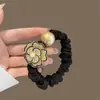 Elegante Scrunchie Negro Plisado con Aleación de Alta Elasticidad para el Cabello, Sencillo Sujetador de Cola de Caballo, Banda para Moño