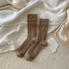 Calcetines de Lana Retorcida Estilo Japonés Otoño e Invierno para Mujer Estilo Coreano Vintage Ins Color Sólido Simple Engrosados Cálidos de Caña Media Apilados