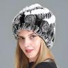 Chapéu de mãe estilo estrangeiro Rex pele de coelho de inverno de meia-idade pele de coelho de inverno de veludo acolchoado de pele de inverno das mulheres
