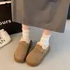 Pantuflas tipo Birkenstock de suela gruesa con forro de felpa, diseño de punta cerrada, para mujer, adecuadas para usar al aire libre, nueva colección otoño/invierno 2026, pantuflas de algodón tipo Birkenstock para calzar sin cordones
